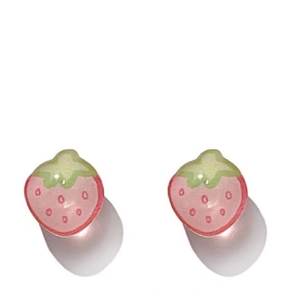 Resin Strawberry Earrings - Picture 1 of 5